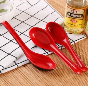 Red Black Color Melamine Spoons Home Flatware Japanese Plastic Bowl Soup Porridge Spoon GCB14680