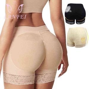 Lanfei Women Butt Lifter Body Shaper Tummy Control Majtki pośladki Open Instan Padded Boyshorts Hip Enhancer Odchudzanie bielizna Y220411