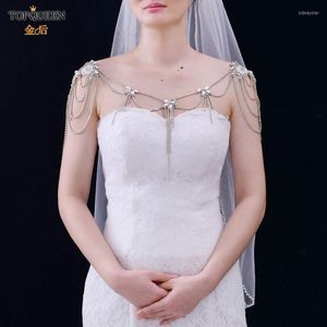 Pendant Necklaces G11 Rhinestone Chain Artificial Flower Bridal Shawl Luxury Diamon Accesories For Bride Tassel Necklace JewelryPendant Sidn