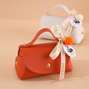 Handles Leather Jewelry Gifts Bag Wedding Favor Candy Box Gift Bags Birthday Party Decoration Baby Shower Chocolate Packaging 220429