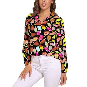 Women's Blouses & Shirts Aussie Ice Creams Loose Blouse Make Merriness Print Korean Fashion Oversized Women Long-Sleeve Funny Shirt Pattern