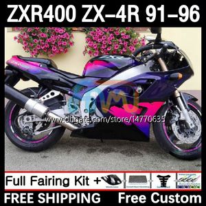 Kit corpo completo per KAWASAKI NINJA ZXR 400 CC ZX-4R ZXR400 91 92 93 94 95 96 Carenatura 12DH.21 ZX4R 400CC ZX 4R ZXR-400 1991 1992 1993 1994 1995 1996 Carenatura ABS blu rosa