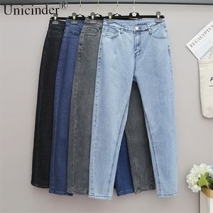 Unicinder Plus sizexl-5xl elastik kot tam uzunlukta ışık düğmesi sinek kadınlar için skinny kot pantolon kadın sıkıntılı kot 210302