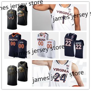 2022 NCAA Custom UVA Virginia Stitched College Basketball Jersey 0 Jake Dewease 62 Lee Dudley 66 Justin Duenkel 0 Henry 53 Brendan Farrell 94 Aaron Faumui