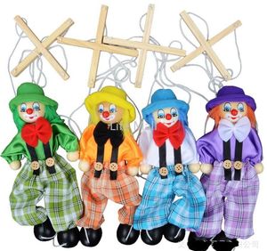 Hızlı Teslim Stil cm Komik Vintage Renkli Çekme Kuklası Palyaço Ahşap Marionette El Sanatları Oyuncaklar Ortak Etkinlik Bebek Çocuk Hediyeleri DD