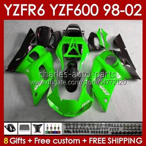 ヤマハYZF 600 CC YZF-600 YZF-R6 1998 1998のボディワーク2000 2001 2002ボディ145NO.110 YZF600 600CC YZF R6 R 6 98-02フレームYZFR6 98 99 00 01 02 OEMフェアキットグリーンストックストック