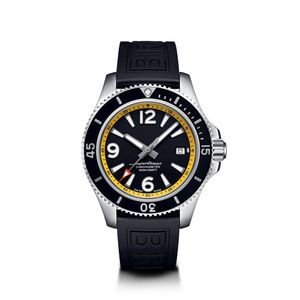 New Mens Watch Stainless Steel Bezel Automatic Mechanical Watch Black Yellow Number Dial Rubber Sapphire glass