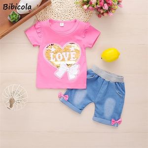 Bibicola 유아 아기 여자 여름 의류 세트 사탕 패턴 옷 아이 패션 스포츠 정장 220507