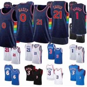 Özel Basketbol Forması Joel 21 Embiid James 1 Harden Allen 3 Iverson Jersey Tyrese 0 Maxey City Julius 6 Erving Joel Sixer Retro Spor Gömlek