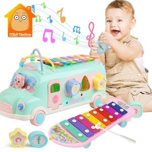 Kids Music Bus Toys Instrument Xylophone Piano Lovely Beads Blocks Sorting Learning Educational Baby Toys For Children 220706