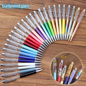 Creative DIY Crystal Ballpoint Pen Silver med metall reklam penna diamant tom polen penna 27 färger urval z11