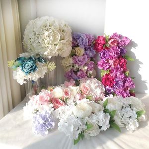 Dekoratif Çiçek Çelenkleri Düğün Partisi Dekorasyonu Yapay İpek Çiçek Diy Gül Hidrangea Centerpiecedecorative