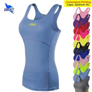 Quick Dry Compression Women Running Vest Gym Fitness Sports Tank Tops Sportswear Sleeveless Shirt Yoga Workout Clothes Customize 220704