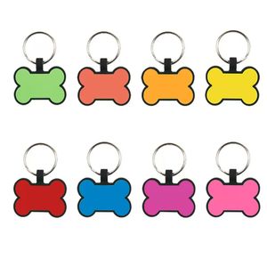 Creative Bone-formad hundtagg nyckelringar DIY Food Grade Silicone Pet ID Card Pet Tags Keyring