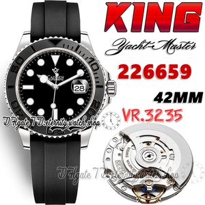 KINGF Y-M KING226659 MENS Titta på Cal.3235 VR3235 Automatisk 42mm Clean Ceramic Bezel Black Dial Luminous Markers 904L Steel Case Gummi Rem Super Eternity Watches