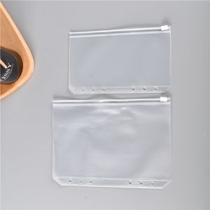 A5 A5 A6 Clear Clear Cash Casps Stucchetta per perforazione Borsa di imballaggio in plastica BASSO PVC Case di file di archiviazione File di archiviazione A12