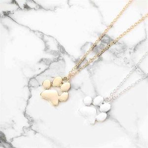 Minimalist 30pcs/lot Animal Paw Charm Necklace Love Pet Footprint Pendant Link Chain Jewelry for Gift241v