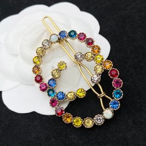 New designer colorful Rhinestones Letters Women Hair Clips Barrettes for fashion lady hair Jewelry Accessories with gift box