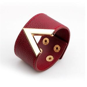 Crack Leather Bracelet For Women Femme All-Match V Word Wide Punk Style Soft Jewellery Cool GC1071