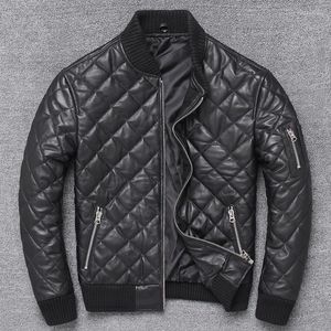 Men's Leather & Faux Coat Sheep Bomber With Cotton Jacket Casual Winter Warm Fashion Short Locomotive Thick