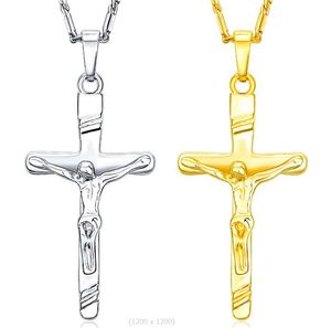 Man pläterar 18K Cross Pendant Necklace Fashion Jewelry