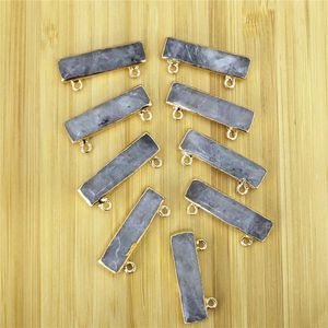 Pendant Necklaces Wholesale Natural Stone Fashion Rectangular Double Hole Connector For Jewelry Making DIY Necklace AccessoriesPendant