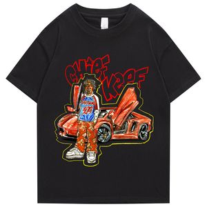 Szef Keef HARAJUKU MĘŻCZYZN THIRTA HIP HOP ALPHABET CARTOON CALTON Summer Lats Sleeve Men 220408