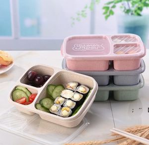 Wheat Straw Lunch Box Microwave Bento Boxs Packaging Dinner Service Quality Health Natural Student Portable Food Storage RRA13285 on Sale