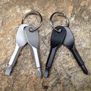 Portable Phillips Slotted Skruvmejsel Key Ring Rostfritt Stål KeyRing Hike Outdoor Multi Mini Pocket Repair Tool Gadget Camp