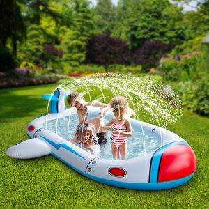 Aufblasbarer Hüpfer für Kinderbecken, niedlicher 4-in-1-Sommer-Spritzschutz für Kinderbecken, Schwimmbrunnen aus PVC-Schlauchbooten