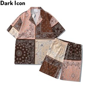 Dark Icon Bandana Shirts and Shorts Men Summer Holiday Beach Men s Set 220621