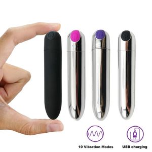 Sexiga leksaker för kvinnor Poweful Bullet Vibrator USB Charge Mini Bullets Vibration Clitoral Stimulator Portable Masturbation