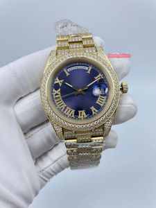 2022 novos relógios masculinos com diamantes gelados em aço inoxidável dourado tamanho 41mm relógio mecânico automático de hip hop