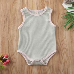 Baby Summer Rompers Toddler Baby Boy Girl Cotton Sleeveless Romper Jumpsuit Sleeveless Summer Pullover Button Solid G220521