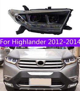 CAR HID Huvudlampa för Toyota Highlander 2012-2014 Kluger LED-strålkastare Drl High Beam Running Lights Angel Eye Signal Light