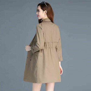 Kopa damska płaszcza kobiet kieszonkowy jesień wiatrówki żeńska Koreańska kurtka w stylu średniej długości szczupła moda guzika młodzieżowa płaszcz a03women's t220809