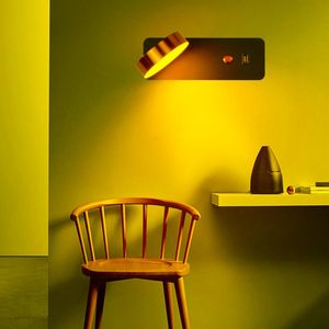 Настенная лампа в помещении для 9 Вт с переключательными спальнями дома кровати с нордическими черными светильниками USB заряда Sconcewall