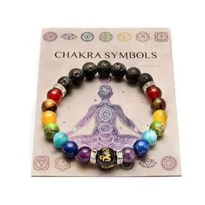 7 Chakra beaded Bracelet with Meaning Cardfor Men Women Natural Crystal Healing Anxiety Jewellery Mandala Yoga Meditation Bracelet Gift GC1052