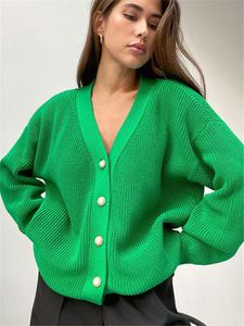 Tossy Oversized Cardigan Sweater Осень Повседневная High Street Однобортный пуловер Женское вязаное пальто Белые кардиганы для женщин