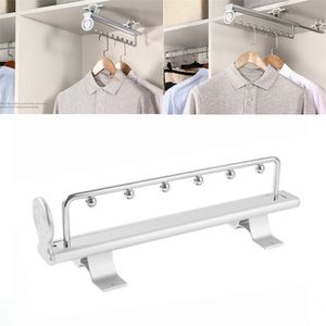 260mm-460mm Aluminum Alloy Retractable Hanger Wardrobe Top Clothes Rail Cloakroom Storage Organize Furniture Hardware 220408