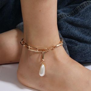 Cavigliere Bracciale con ciondolo con perla simulata per donna Catena per piedi Color oro Spiaggia a piedi nudi Ankel Gioielli Regalo BohoCavigliere