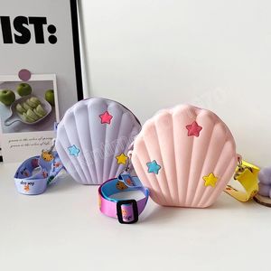 Simpatiche borsette per bambine e borsette Borse a tracolla con conchiglia in gel di silice per bambini Pochette portamonete per bambini Kawaii