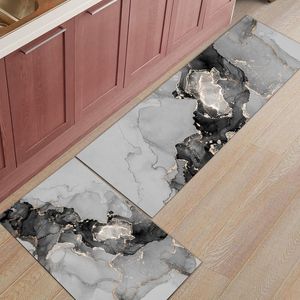 Tappeti Trama di marmo Inchiostro Tappetino da cucina in bianco e nero Tappetino per la casa Bagno Zerbino per interni Tappeto antiscivolo Tappeto LongCarpets