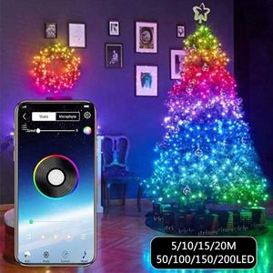 Strings LED String Light Bluetooth App Control Lights Ghirlanda Fata esterna impermeabile per la decorazione dell'albero di NataleLED