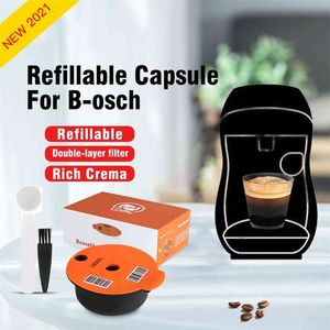 Bosch3 Machine 2と互換性のある新しい到着補充可能なコーヒーカプセル2再利用可能なコーヒーポッドクレマメーカーEcofringly 210326