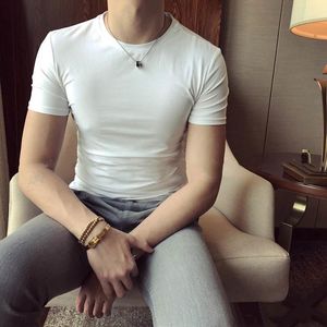 Men's T-Shirts 2022 Summer Fashion T-shirt Solid Color Clothes Men Casual O-neck Basic Tops Male Short Sleeve Elastic Soft Tees A33