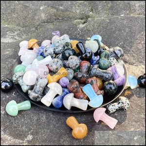 Pedras de pedra solteira j￳ias ornamentos de cristal natural 20 mm de cogumelo esculpido reiki cura de quartzo mineral ca￭do gemas home decora￧￣o de decora￧￣o