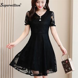 Elegant Cocktail Party Women Dress ShortLong Sleeve Summer Dress Lace Vintage Short Dresses Ladies vestidos Large Size 5XL T200416