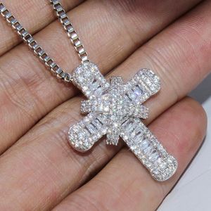 Anhänger Halsketten Ankunft Luxus Kreuz Mit Tennis Kette Männer Frauen Bling Glänzende Zirkonia Halskette Partei Schmuck GeschenkAnhänger HalskettenPe