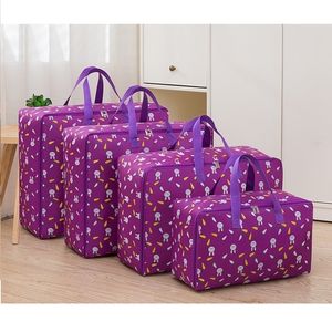 4pcs Cute Purple Pattern Organizer Organizzatore Trapunta Copritta Borsa di stoccaggio Contenitore di stoccaggio di bue Contenitore con cerniera XL L M Y200714